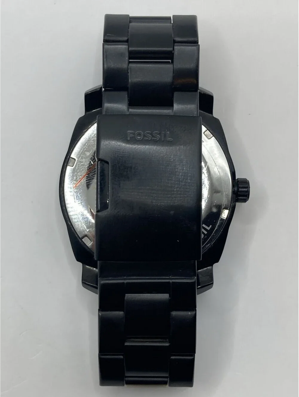 Men’s Fossil Machine FS4775 Black Stainless Steel Watch Date 42mm New Battery
